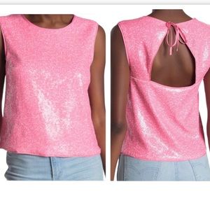 RACHEL ROY HOT PINK SLEEVELESS SEQUIN TOP MEDIUM